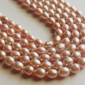 7x6mm Rose Pink Color Natural Pearls, Natural Fresh Water Rice Pearls, Pearls For Jewelry, 25 Pieces Pink Pearls image 2