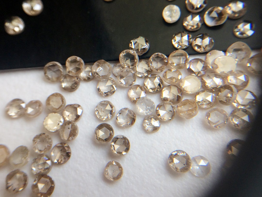 nuts　Briesta Champagne Diamond RARE 2.5 Mm Champagne Diamond, Round Rose Cut Flat Back