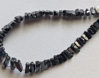 4-7mm Black Diamond Sticks Polished Natural Rough Diamond Stick Beads Double Drill Raw Black Diamond Sticks (15Pcs To 30Pcs Option) - PPD764