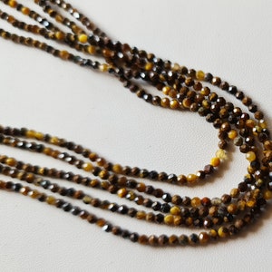 2mm Tigers Eye Faceted Rondelles Natural Tigers Eye Beads For Necklace Tigers Eye Jewelry (1STR - 5STR Options) - DGA68