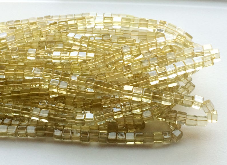 Lemon Quartz Necklace Lemon Quartz Plain Box Beads Lemon Quartz Cubes 5.5mm Lemon Quartz Beads 16 Inch Strand 65 Pcs