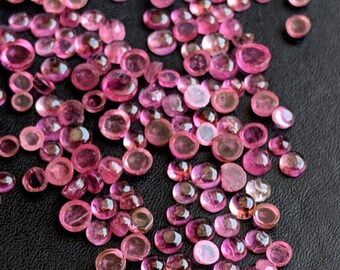 2-3mm Pink Tourmaline Plain Round Cabochons, Pink Tourmaline Flat Back Cabochons, Pink Loose Tourmaline For Jewelry (2Cts To 5Cts Options)