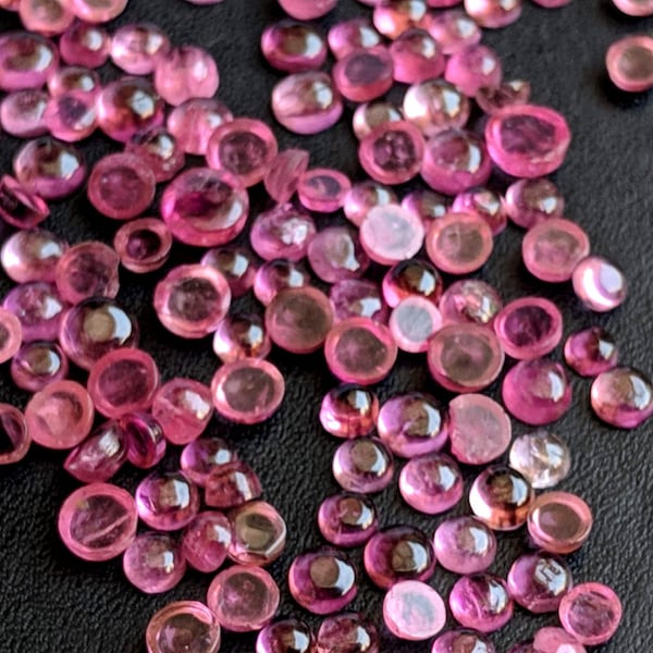 2-3mm Pink Tourmaline Plain Round Cabochons, Pink Tourmaline Flat Back Cabochons, Pink Loose Tourmaline For Jewelry (2Cts To 5Cts Options)