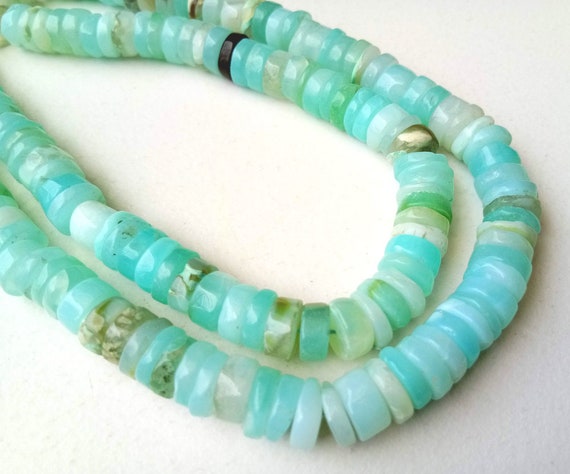 7mm Blue Opal Beads, Blue Opal Plain Spacer Beads, Opal Tyre, Blue Opal Necklace, Blue Opal For Jewelry (8IN To 16IN Options) - PDG240