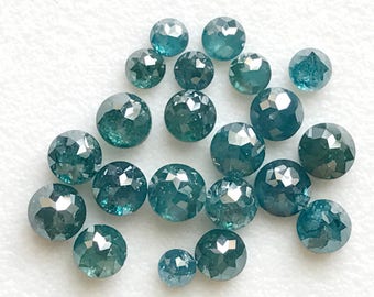 Natural 3.8-4mm Conflict Free Rare Round Flat Back Rose-Cut Diamond, Blue Rose Cut Diamond Cabochons for Engagement Ring/Jewelry - DDP6