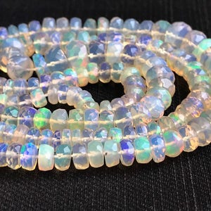 BESTSELLER Top Quality 3-6mm Ethiopian Opal Faceted Rondelle Beads Natural Ethiopian Fire Opal Bead for Jewelry (4IN To 8IN Option) - DV5168