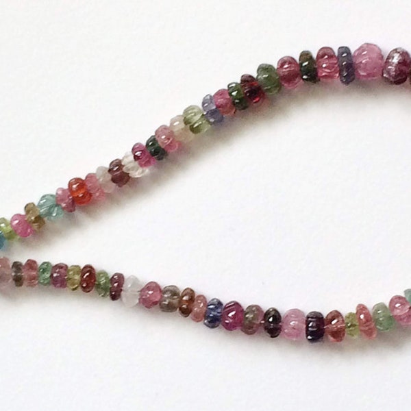 Perle de citrouille multi tourmaline de 4,5 à 5 mm, perle de citrouille à facettes naturelles, perles de melon tourmaline, tourmaline pour bijoux (options 15 pièces à 30 pièces)