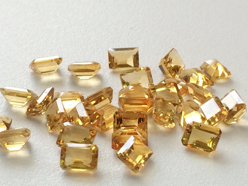 Beautiful Orange Citr Emerald Cut Faceted Calibrated Citrine 7x9mm Each Citrine Cut Stone Lot 11.20 Carats 5 Pieces