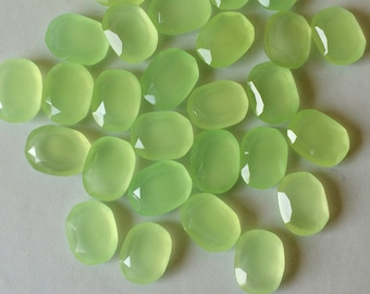 Cabochons à dos plat en calcédoine vert pomme 12x16mm, cabochons en rose vert pomme pour bijoux (options 5 à 10 pièces) - BGPC208