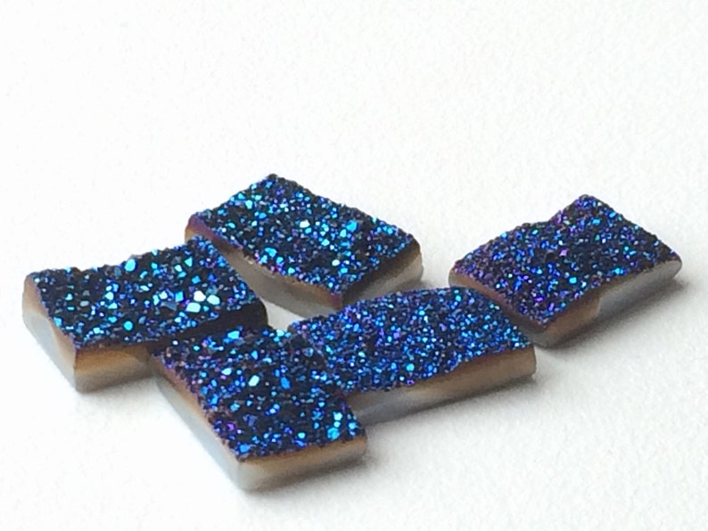 Sapphire Blue Druzy Titanium Sapphire Blue Druzy 17x12mm 6 Pcs Blue Rectangle Druzy Druzy Cabochon Druzy Jewelry Matched Pairs