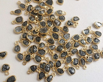 8-11 mm zwarte ruwe diamantconnector, enkele lus 925 zilveren diamantconnector voor sieraden, ruwe diamantconnector (opties van 1 naar 5)