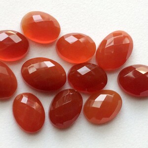 12mm - 18mm Carnelian Orange Chalcedony Rose Cut Cabochons, 5 pcs Orange Flat Back Oval Cabochon Rose Cut Gemstones, Orange Gems - GODP1020