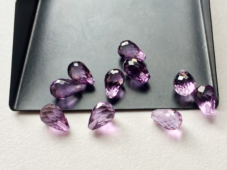 9x14mm Approx 5Pcs Half Top Drilled Drops Loose Callibrated Amethyst Drops Amethyst Micro Faceted Tear Drops Lot 40 Ctw