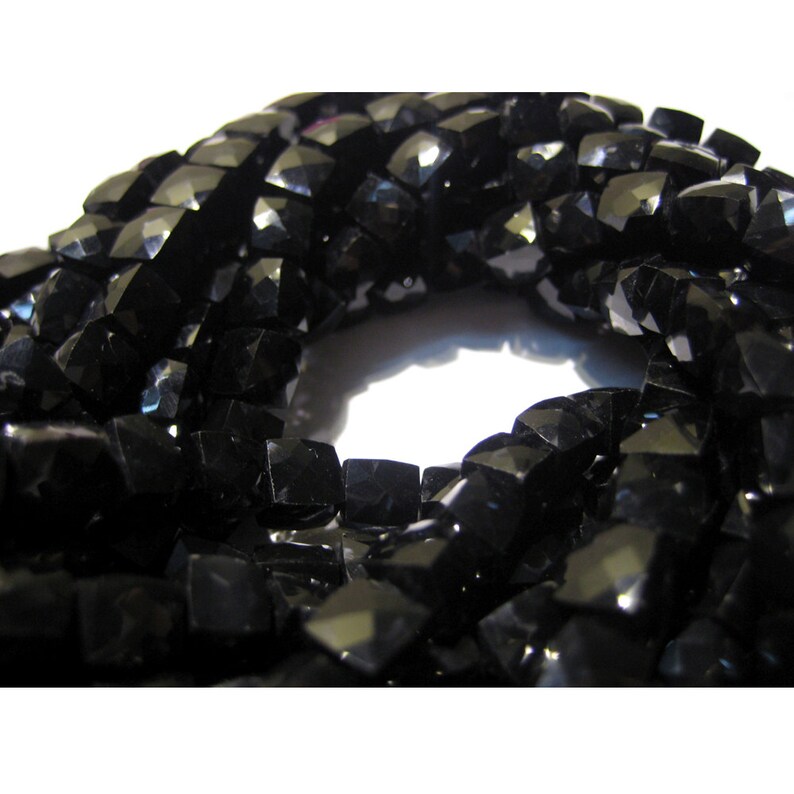 Black Spinel Gemstone Beads 6mm Bead Faceted Box Beads 10 Inch Strand Wholesale Price 35 Pieces