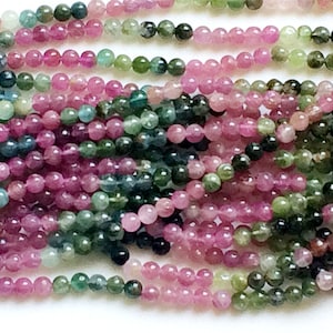 4.5mm Multi Tourmaline Bead, Multi Tourmaline Plain Round Ball, 13 Inch Multi Tourmaline For Necklace (1Strand To 5Strands Options) - RAMA63