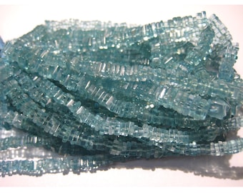 4 mm blauwe apatiet vierkante heishi, blauwe apatiet spacer vierkante kralen, blauwe apatiet platte vierkante kralen in sieraden (opties (8 IN tot 16 IN) - ABHB