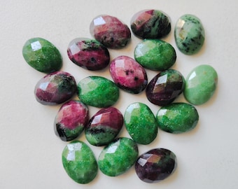 Ruby Zoisite Cabochons, Rose Cut Oval Gemstones, 13x18mm, 5 Pcs