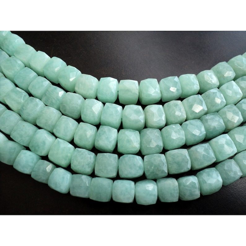 8-9mm Beads Gemstone Beads Amazonite Box Bead 12 Pieces Approx Faceted Box Beads 4.5 Inch Half Strand
