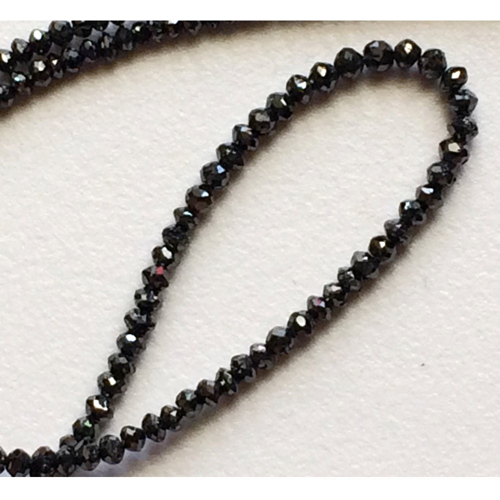 2mm to 3.5mm Black Sparkling Faceted Rondelle Diamond Beads