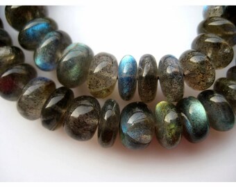 6-10mm Labradorite Gemstone Plain Rondelle Beads, Blue Fire Gem Stone, Labradorite Rondelle Beads For Jewerly (9IN To 18IN Options)
