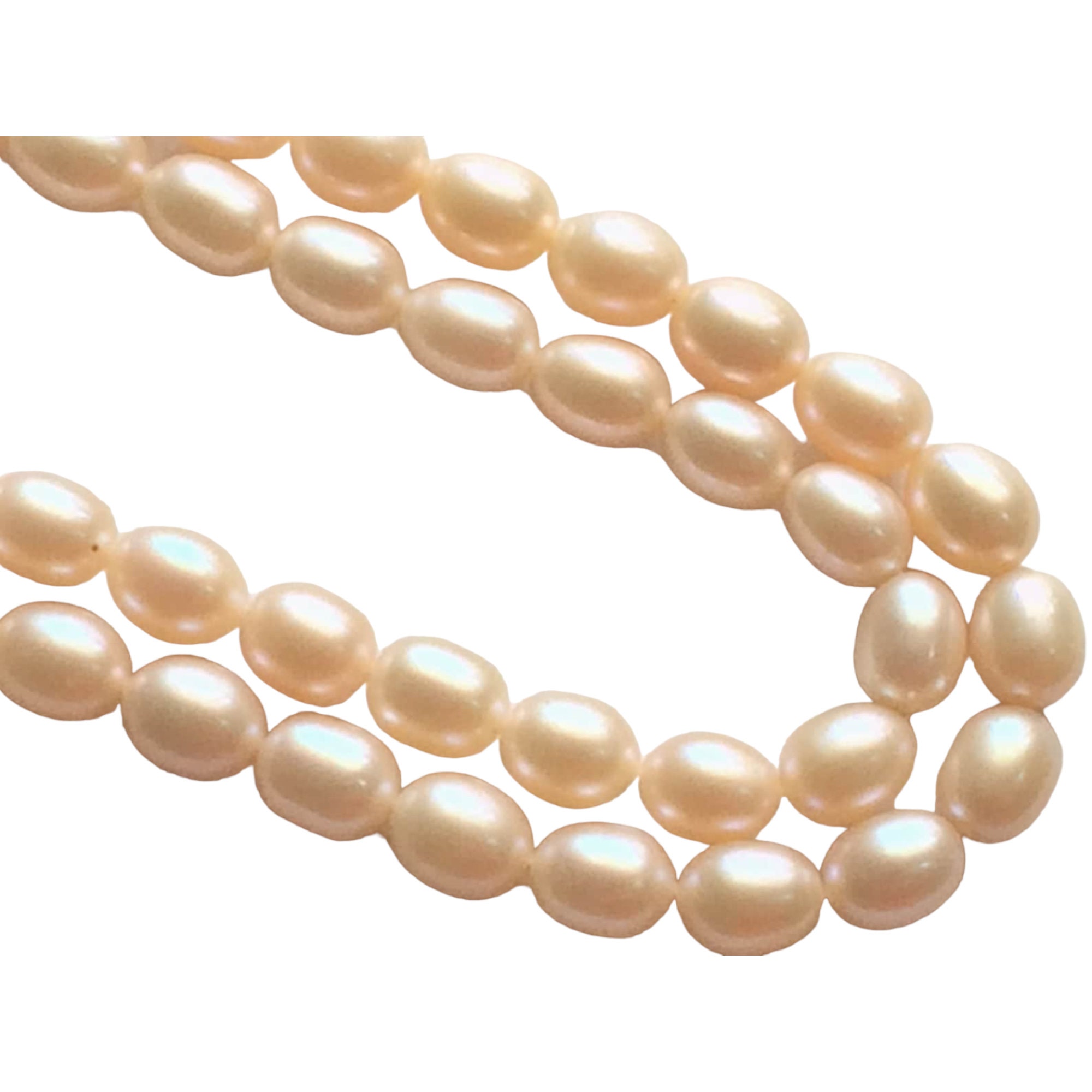 8x6mm Natural Pearls, Natural Fresh Water Rice Pearls, Peach Color ...