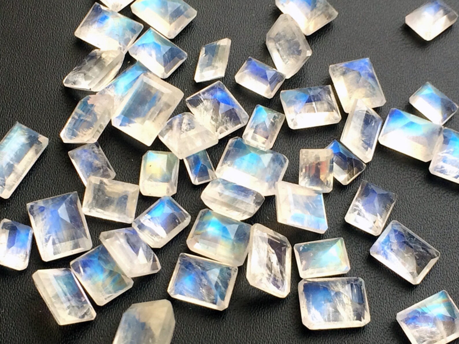 8x10mm Rainbow Moonstone Faceted Emerald Cut 1 Pcs Loose Etsy