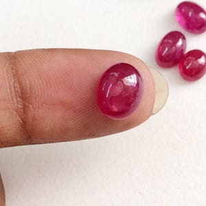 5x7mm - 8x10mm Ruby Glass Filled Cabochons, Oval Plain Ruby Flat Back Cabochons For Jewelry, Loose Ruby Stones (2pcs To 8pcs Options) image 5