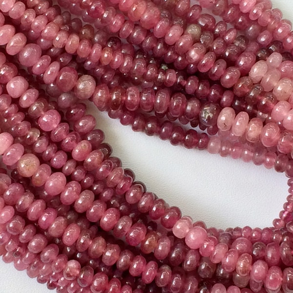 5-6mm Pink Tourmaline Plain Rondelle Beads, Natural Pink Tourmaline Beads, Pink Tourmaline Shaded Rondelle For Jewelry (6IN To 13IN Options)