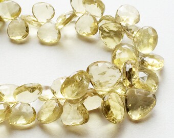 14-19mm Lemon Quartz Faceted Heart Beads, Faceted Lemon Quartz Heart Briolettes, Lemon Quartz For Jewelry (10Pcs To 20Pcs Options) - VCA25