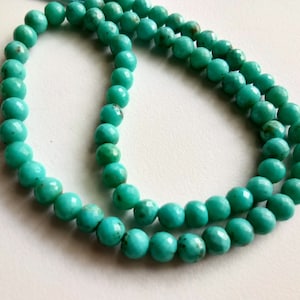 5.5-6mm Sleeping Beauty Turquoise Faceted Round Bead, Natural Sleeping Beauty Turquoise Ball, Turquoise For Necklace (3.5IN TO 15IN Options)