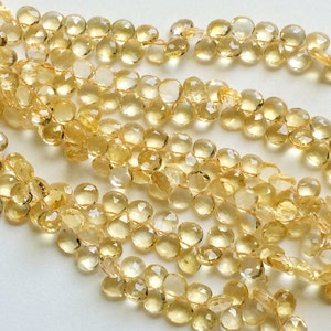 7.5mm Citrine Faceted Heart Briolettes, Citrine Heart Beads, Natural Citrine for Jewelry 12Pcs To 48Pcs Options AGA111 image 2