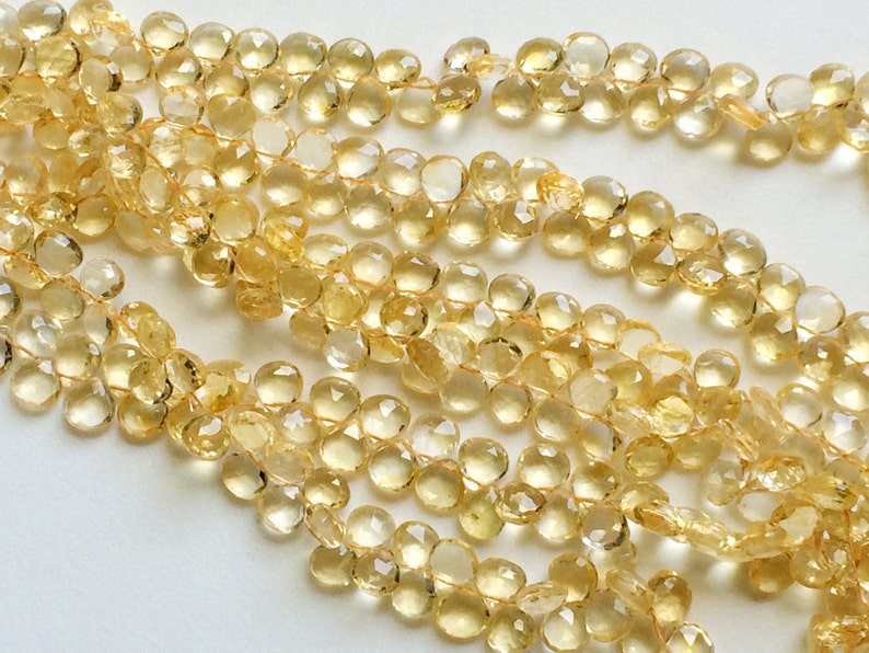 7.5mm Citrine Faceted Heart Briolettes, Citrine Heart Beads, Natural Citrine for Jewelry 12Pcs To 48Pcs Options AGA111 image 2