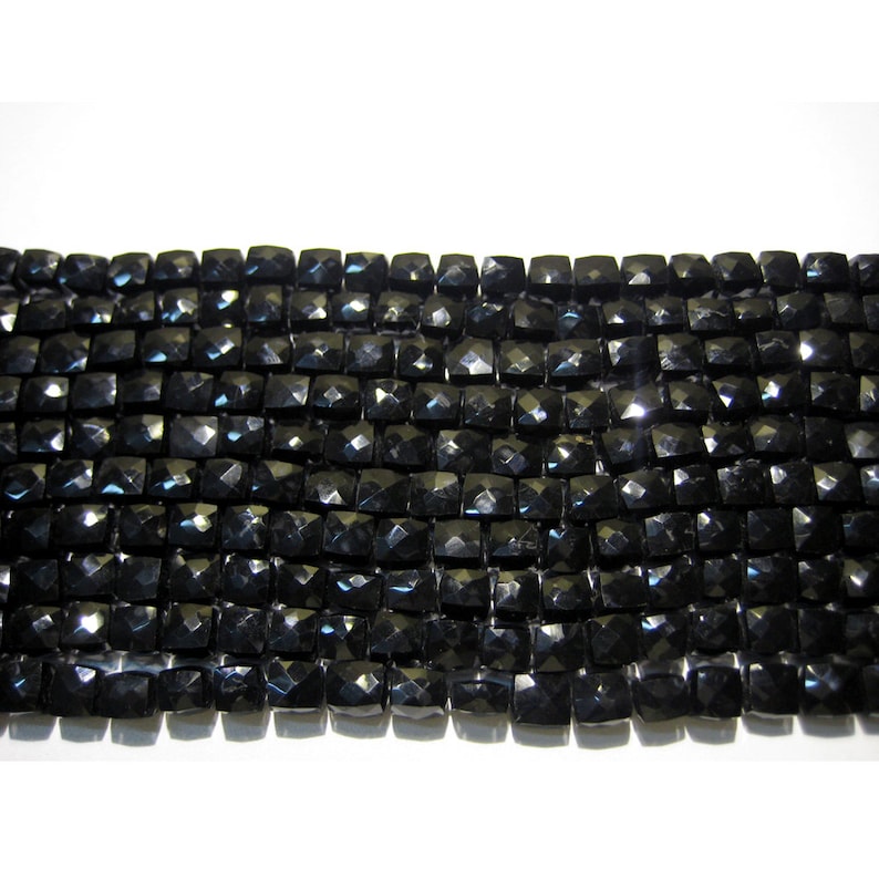 Black Spinel Gemstone Beads 6mm Bead Faceted Box Beads 10 Inch Strand Wholesale Price 35 Pieces