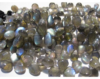 7x9mm Labradorite Plain Pear Beads, Labradorite Pear Shaped Briolettes, Labradorite Plain Pear For Jewelry (30Pcs To 60Pcs Options)