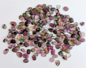 3-8mm Multi Tourmaline Plain Flat Slice Cabochons, Natural Multi Tourmaline Slices, Loose Multi Tourmaline Gems (5cts To 10Cts Options)