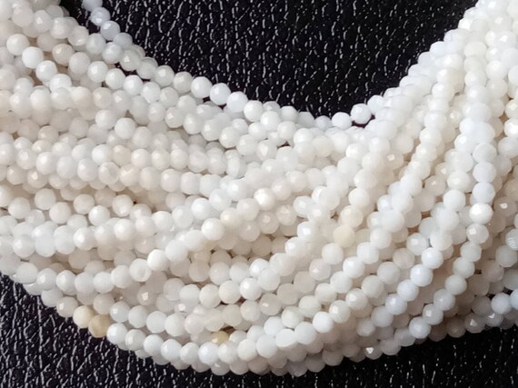 2-2.5mm White Opal Faceted Rondelle Beads, Natural White Opal Beads, Opal Rondelle Beads, 13 Inch White Opal For Jewelry (1ST To 5ST) - NT37