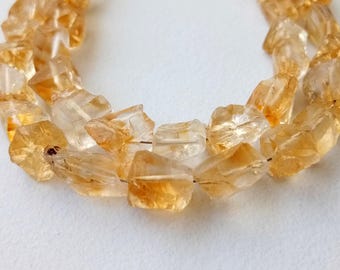 7-10mm Raw Citrine Stones, Natural Loose Raw Gemstone, Citrine Rough Beads, Citrine Rough Nuggets For Jewelry  (6In To 12In Options) - DVP41