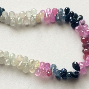 4x5mm-5x7mm Multi Sapphire Beads, Multi Sapphire Faceted Teardrop Beads, 26 Pcs Sapphire For Necklace-AS3179