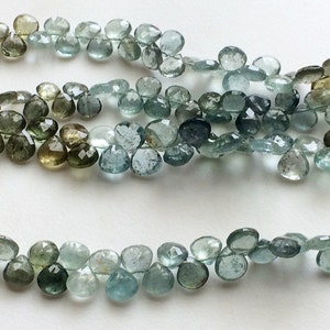 6-8mm Moss Aquamarine Faceted Heart Beads, Moss Aquamarine Faceted Heart Bead, Moss Aqua Heart Briolette For Jewelry (10Pcs To 20Pcs Option)
