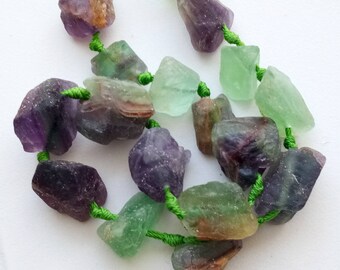 20-24mm Raw Fluorite Nuggets, Natural Fluorite Rough Gems, Fluorite Rough Beads, Shaded Fluorite (4Piece To 8Piece Options) - PUSNT6