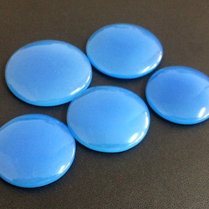25-28mm Huge Blue Chalcedony Plain Round Cabochon, Blue Chalcedony Flat Back Stone, Chalcedony Round Cabochons For Jewelry (1Pc To 3Pc)
