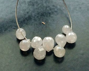 10 Perles Briolette Diamant Blanc 2,5 Mm - Qualité I3 - Neuf Sans Emballage