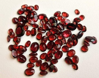 4x6mm - 10x14mm  Garnet Oval Cut Stone, Natural Faceted Garnet Stones, Loose Garnet For Jewelry (10Cts To 20Cts Options)- ADG141