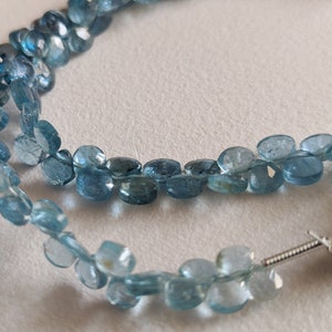4-5mm Aquamarine Faceted Heart Briolettes, Aquamarine Heart Beads, Blue Aquamarine Bead For Jewelry (3IN To 6IN Options) - ADG317