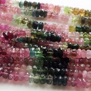 4-4.5mm Multi Tourmaline Faceted Rondelle Beads, Multi Tourmaline For Necklace, Multi Tourmaline Beads, 13 Inch Strand - RAM13