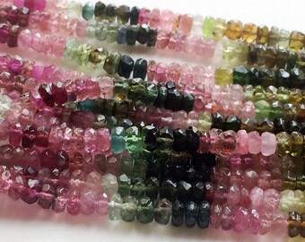 4-4.5mm Multi Tourmaline Faceted Rondelle Beads, Multi Tourmaline For Necklace, Multi Tourmaline Beads, 13 Inch Strand - RAM13