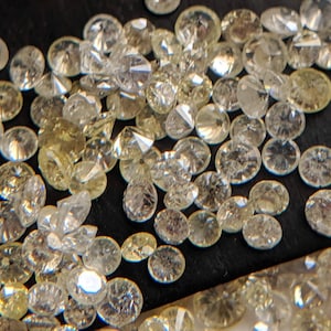 White & Yellow Diamonds, 0.5-1.5 mm MELEE DIAMONDS, Round Brilliant Cut Solitaire Faceted Diamond For Jewelry (10Pcs To 40Pcs)-PPD445