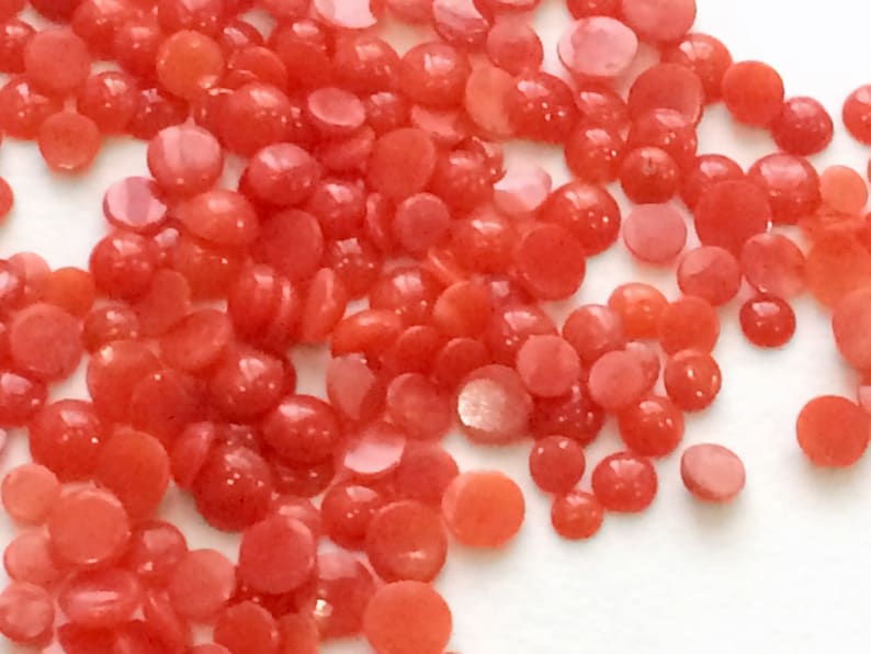 Original Natural Coral Cabochons - PGA401 2-3mm Italian Coral Round Flat Back Cabochons Italy Coral For Jewelry 1Ct To 10Ct Options