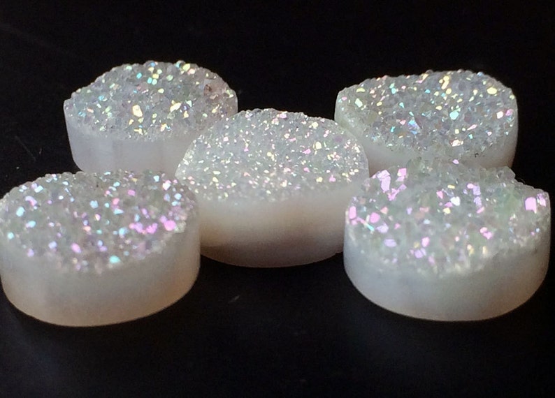 Druzy Studs White Round Druzy 10 Pieces White Druzy Druzy Cabochon Matched Pairs 10mm Beads Titanium White Druzy Druzy Jewelry