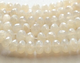 8 mm weiße Chalcedon facettierte Rondelle Perlen, Chalcedon für Halskette, weiße Chalcedon Perlen für Schmuck